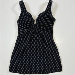 Shore Shapes Black White Polka Dot Swim Dress  Size 8